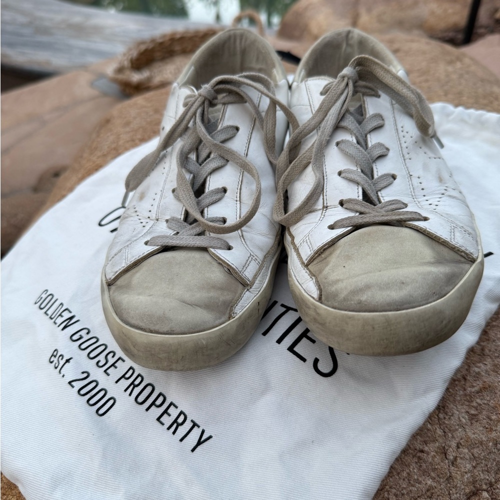 Original authentic Golden Goose superstar everyday tan and white sneakers shoes - Picture 3 of 9
